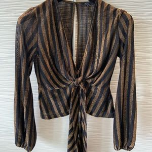 Metallic Gold and Black Stripe Top